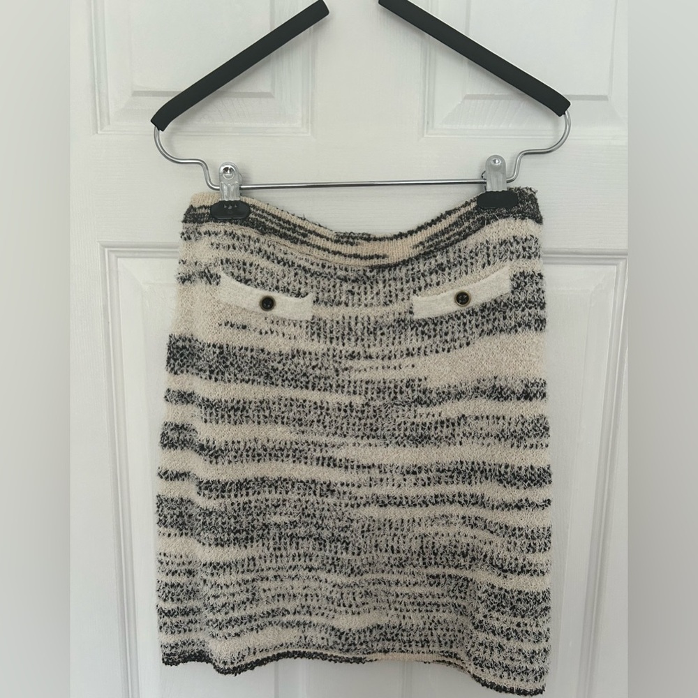 J. Crew Black and Cream Striped Skirt